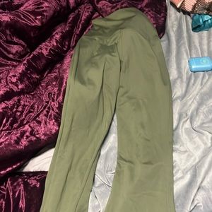 green flare leggings